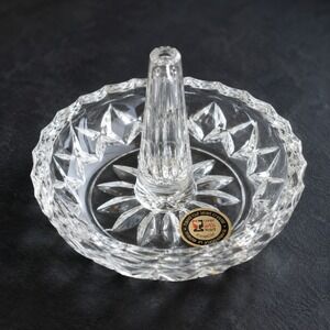 Vintage Zajecar 24% Lead Crystal Ring Holder Trinket Dish Hand Cut Yugoslavia